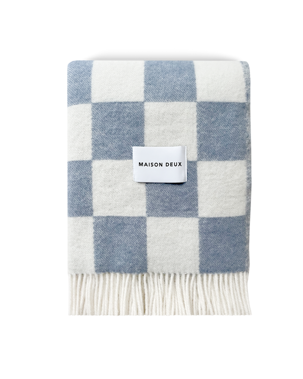 Schachbrettmuster Decke Denim-Weiß