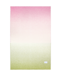 Pink to kiwi green gradient wool throw shown flat

