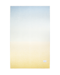 Light blue to butter yellow gradient wool throw shown flat
