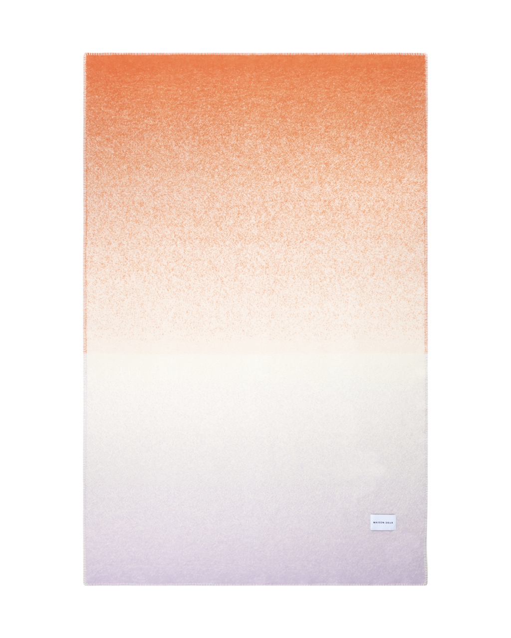 Orange to lilac gradient wool throw shown flat
