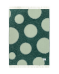 Dark green and sage polka dot wool throw shown flat

