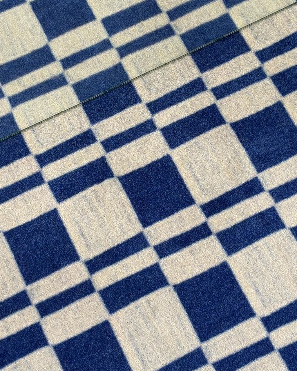 Custom Doormat Chalky Check Cobalt Blue