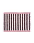 50 x 70 cm dark red and cream striped doormat with pink border, machine washable