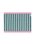 50 x 70 cm green and light green striped doormat with pink border, machine washable