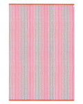  200 x 300 cm bright pink and white striped rug with red border

