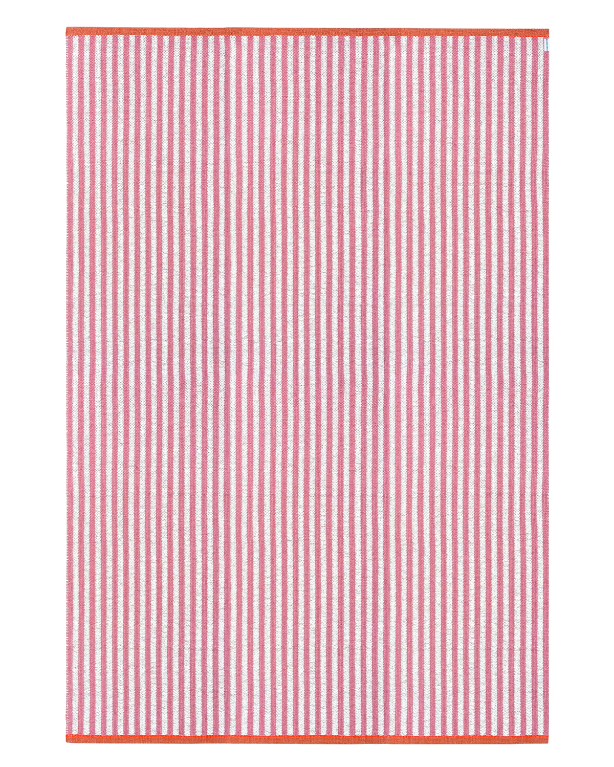  200 x 300 cm bright pink and white striped rug with red border

