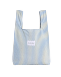 Blue and butter yellow striped large terry shopper bag with straps