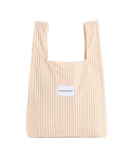 Butter yellow and pink striped large terry shopper bag with handles