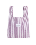 Lilac and bordeaux striped large terry shopper bag with handles