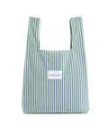 Sage and cobalt blue striped large terry shopper bag with handles