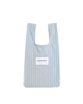 Blue and butter yellow striped mini terry shopper bag with handles