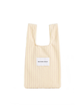 Butter yellow and pink striped mini terry shopper bag with handles